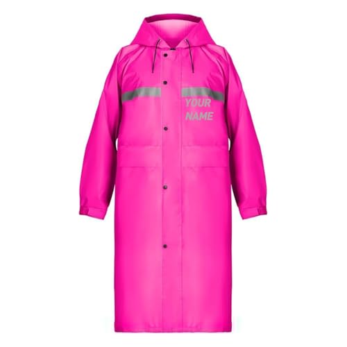 Generisch Personalisierte langer Regenponcho mit Kapuze,Benutzerdefinierter Regenmantel mit Text,Sicherheit Wasserdichte Notfall Regenjacke Poncho für Männer Frauen Erwachsene von Generisch