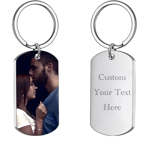 Generisch Personalisierter Schlüsselanhänger mit Bild, personalisierte Gravur, Foto/Text-Schlüsselanhänger für Männer und Frauen, Valentinstagsgeschenke von Generisch