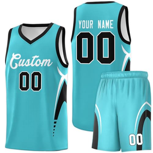 Personalisiertes Basketball Kit mit Namen, Nummer & Team Maßgeschneidert Basketball Trikots Hosen Set Match & Training Bekleidung für Spiele Männer Frauen Jugend Kinder Universität von Generisch
