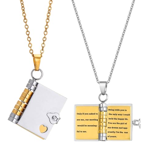 Generisch Personalized My Little Star Book Necklace, Für Tochter – Meine unglaubliche Tochter Buch-Halskette, Personalisierte Multi Layered Openable Book Pendant (Gold + Silber) von Generisch