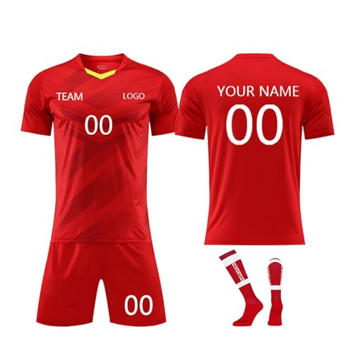 Personifizieren Fussball Trikot Kinder Erwachsene Hemd & Kurze Set mit Nummer Name Team Logo Fußball Trikot T-shirt Shorts Socken Set von Generisch