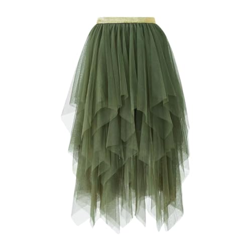 Pfau Kostüm Damen, Damen Midi Tüllrock Lang Tüll Petticoat Unterrock High Waist A-Linie Knielang Faschingskostüme Rock für Halloween Fasching Karneval Kostüm Party von Generisch