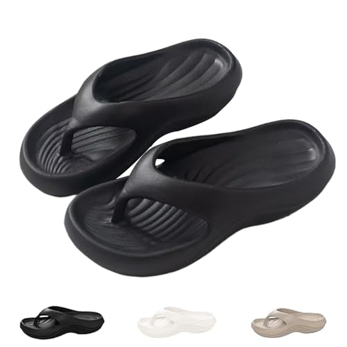 Generisch Pillow Arch Support Flip Flops, Summer Non-slip Slippers, Summer Clip Toe Platform Flip Flops Beach Casual Slippers (Black,34) von Generisch