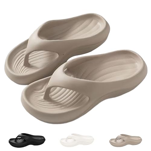 Generisch Pillow Arch Support Flip Flops, Summer Non-slip Slippers, Summer Clip Toe Platform Flip Flops Beach Casual Slippers (Grey,41) von Generisch