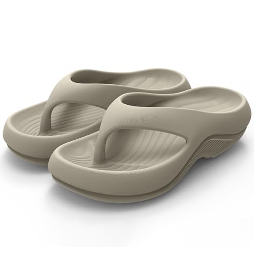 Generisch Pillow Arch Support Flip Flops, Ultra Lightweight Non-slip Arch Support Flip Flops, Summer Beach Sandals (Grey,8-8.5) von Generisch