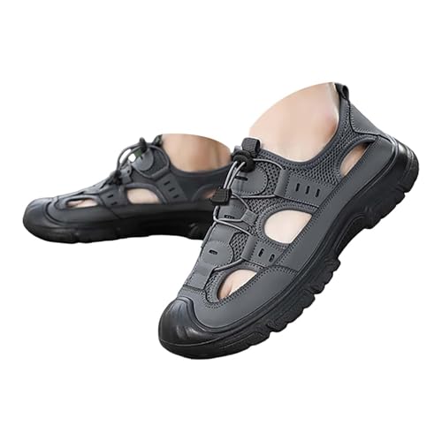Generisch Plantar Fasciitis Sandals Sandalen Damenschuhe Herren Watschuhe Strandschuhe Mesh Atmungsaktive Freizeitschuhe Einfache Sandalen Platform Sandals Wedge Damen Vorne Zu (Grey,43) von Generisch