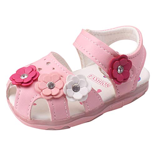 Generisch Plateau Badeschuhe Damen Kleinkinderschuh -LED-Mädchen leuchtende Hochzeit Schuhe Damen Flach (Pink, 22 Toddler) von Generisch