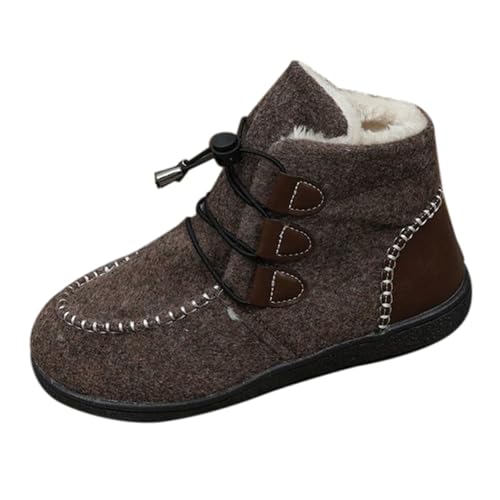 Generisch Plateau Damen 39 und Winter Fleece gefütterte, verdickte, warme Canvas-Baumwollstiefel für Damen Dicke Waden (Brown, 39) von Generisch