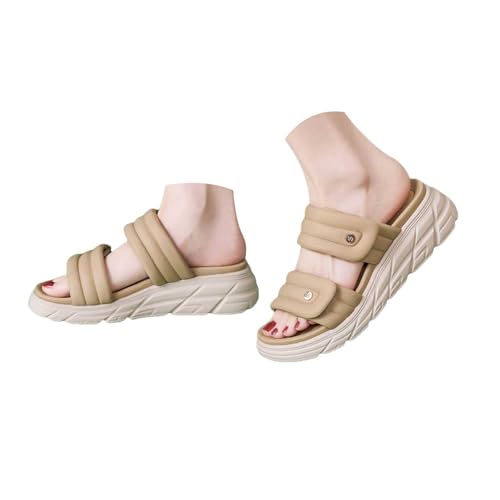 Generisch Plateau Sandalen Damen Espadrilles Bequeme rutschfeste Leinensandalen Offen Sandaletten Schlappen Sommer Lässige Hausschuhe Outdoor Strand Reise Latschen Schuhe von Generisch