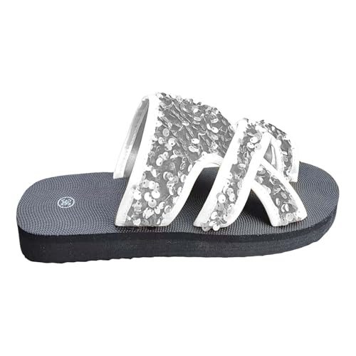 Generisch Plateau Sandalen Damen Hausschuhe Mit Glitzer Breite FüßE Leicht Slippers Weich Rutschfest Badelatschen Weiche Slip On Schlappen Tragbare Slippers Bequeme Urlaubspan Poolschuhe von Generisch