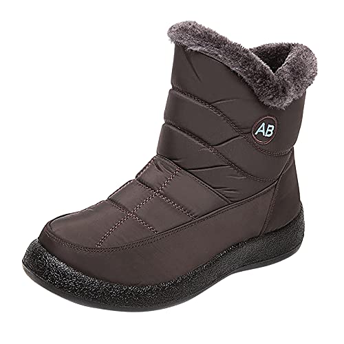 Generisch Plateau Schneestiefel Damen - Winterstiefel Warm Gefütterte Winterschuhe Kurzschaft Keil Stiefeletten Wasserdicht Halbstiefel rutschfeste Übergangsstiefel Bequemer Chunky Schuhe von Generisch