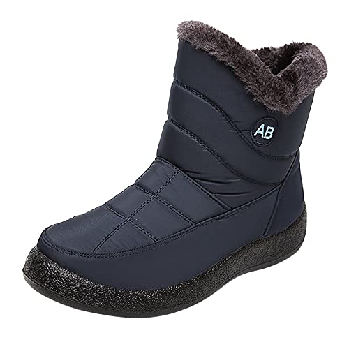 Generisch Plateau Schneestiefel Damen - Winterstiefel Warm Gefütterte Winterschuhe Kurzschaft Keil Stiefeletten Wasserdicht Halbstiefel rutschfeste Übergangsstiefel Bequemer Chunky Schuhe von Generisch
