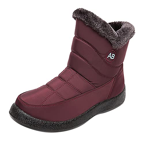 Generisch Plateau Schneestiefel Damen - Winterstiefel Warm Gefütterte Winterschuhe Kurzschaft Keil Stiefeletten Wasserdicht Halbstiefel rutschfeste Übergangsstiefel Bequemer Chunky Schuhe von Generisch
