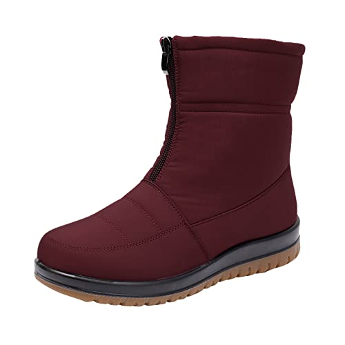 Generisch Plateaustiefel Damen 70Er - Schneestiefel Warm Gefütterte Winterstiefel Wasserdicht Wanderstiefel Helbschaft Stiefeletten Leichte rutschfeste Winterschuhe Bequemer Barfuß Boots von Generisch