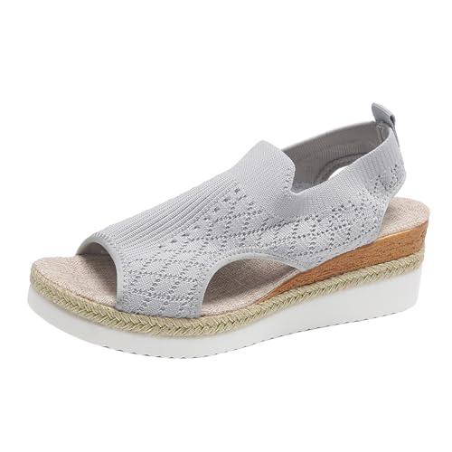 Generisch Plattform Open Tobe Strick Sandalen, Frauen Espadrille Wedge, Sommer bequeme Wanderschuhe von Generisch