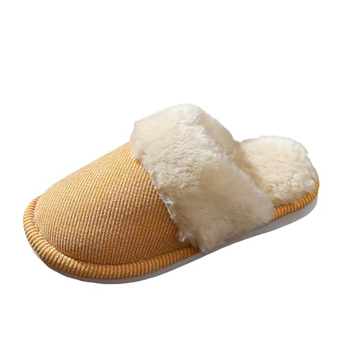 Generisch Plüsch Hausschuhe Damen Hausschuhe Damen Warm Schlappen Haus Schuhe Für Paare Warme Kuschel Memory Foam Filzpantoffeln Rutschfeste Weiche Bequeme Breite Teenager Mädchen von Generisch