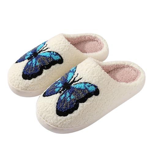 Generisch Plüsch Hausschuhe Damen Tier - Warme Winter Pantoffeln Damen Süße Haushaltsschuhe Cartoon-Muster Slippers Graffiti-Druck Hüttenschuhe Bequem Baumwollhausschuhe Weiche Sohle Hausschlappen von Generisch