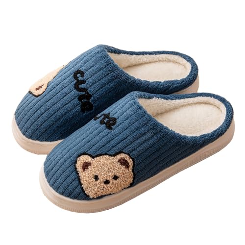 Generisch Plüsch Hausschuhe Süße Tiere Damen - Winter Pantoffeln Herren Lustige Haushaltsschuhe Cartoon-Muster Hausschlappen Teddy-Fleece Hauspantoffeln Unisex Heimschuhe Paare Baumwollhausschuhe von Generisch