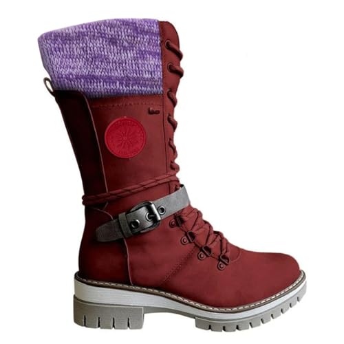 Generisch Plüsch warme Baumwollschuhe tragen und rutschfeste Schneestiefel Fünf-Finger-Baumwollschuhe Outdoor-Sportschuhe Herren- und Damen-Wanderschuhe Mädchen 33 (Red, 37) von Generisch