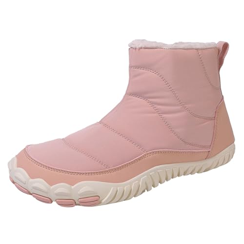 Generisch Plüschige, warme Baumwollschuhe, rutschfeste Schneestiefel, Fünf-Finger-Baumwollschuhe, Outdoor-Sportschuhe, Wanderschuhe für Herren und Damen Schuhe Herren Hohe Sneaker (Pink, 42) von Generisch