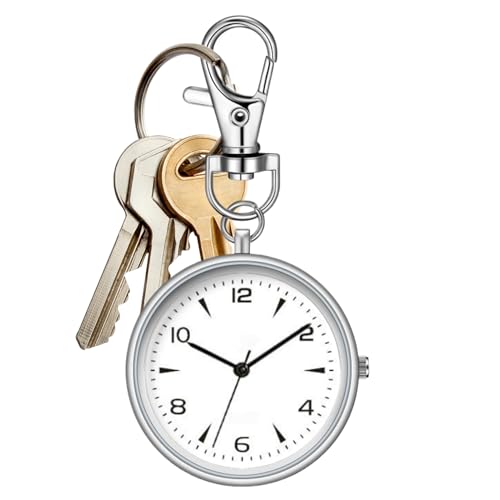 Generisch Pocket Watch, Round Key Chain Clip Watch, 3.23x1.57x0.28 inches Unisex Portable Silent Clock with Display, Travel Timepiece Carabiner for Backpack Purse Belt, Home School von Generisch