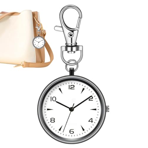 Generisch Pocket Watch, Round Key Chain Clip Watch, 3.23x1.57x0.28 inches Unisex Portable Silent Clock with Display, Travel Timepiece Carabiner for Backpack Purse Belt, Home School von Generisch