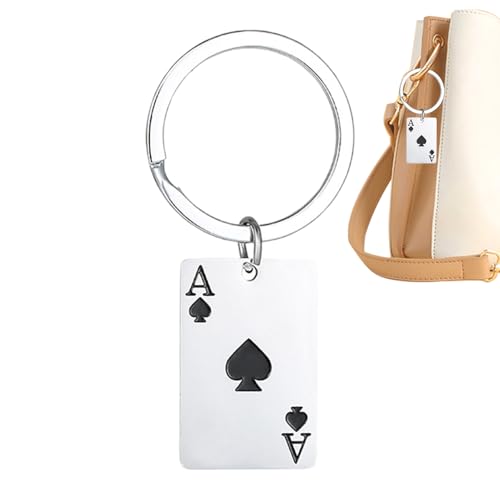 Generisch Poker Schlüsselanhänger | Zinklegierung Spielkarten Schlüsselbund Schlüsselring,Metall Schlüsselring Rote Pik Taschenanhänger für Schlüsselbund von Generisch