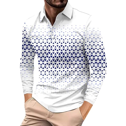 Generisch Polo Shirt Herren, Langarm Golf T-Shirt Casual Tops Outdoor T Shirts Männer Shirt Herren Poloshirt (L, White) von Generisch