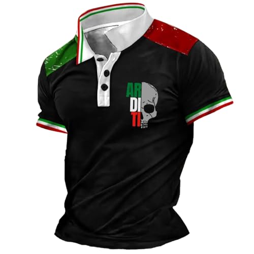 Generisch Poloshirt Herren Kurzarm Kurz Tshirt mit Italien-Motiv Übergröße Leicht Hemden Golf Sports Outdoorshirts Atmungsaktiv Freizeithemden Oberteile von Generisch