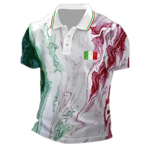 Generisch Poloshirt Herren Kurzarm Kurz Tshirt mit Italien-Motiv Übergröße Leicht Hemden Golf Sports Outdoorshirts Atmungsaktiv Freizeithemden Oberteile von Generisch
