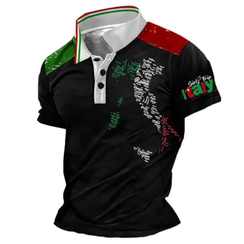 Generisch Poloshirt Herren Kurzarm Kurz Tshirt mit Italien-Motiv Übergröße Leicht Hemden Golf Sports Outdoorshirts Atmungsaktiv Freizeithemden Oberteile von Generisch