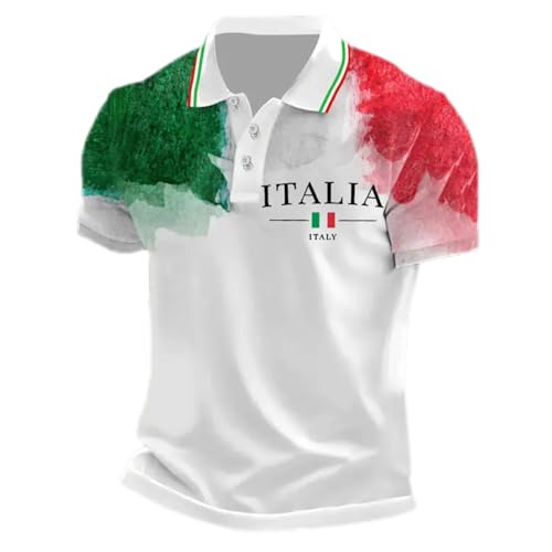 Generisch Poloshirt Herren Kurzarm Kurz Tshirt mit Italien-Motiv Übergröße Leicht Hemden Golf Sports Outdoorshirts Atmungsaktiv Freizeithemden Oberteile von Generisch