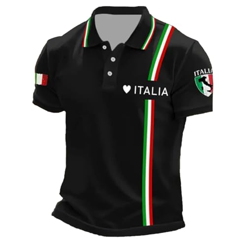 Generisch Poloshirt Herren Kurzarm Kurz Tshirt mit Italien-Motiv Übergröße Leicht Hemden Golf Sports Outdoorshirts Atmungsaktiv Freizeithemden Oberteile von Generisch