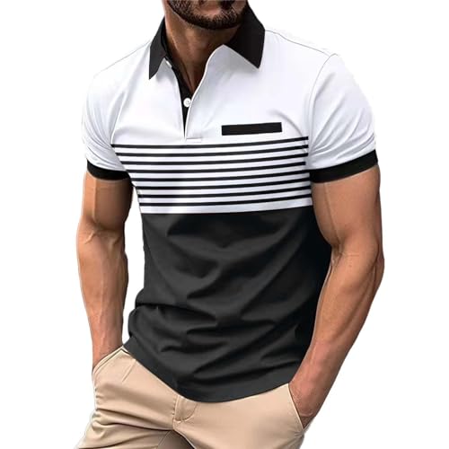 Generisch Poloshirt Herren Kurzarm Schnelltrocknend Atmungsaktives Tennis Poloshirt Herren Sommer Sports Golf T-Shirt Poloshirt Herren Kurzarm 3XL Baumwolle von Generisch