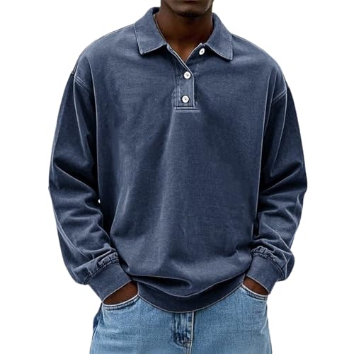 Generisch Poloshirt Herren Langarm Kontrastfarbe leichtes Langarmshirt mit Tasche Polo Klassisches Polohemd Herbst Winter,Langarm Unterhemd Herren,Herbst und Winter von Generisch