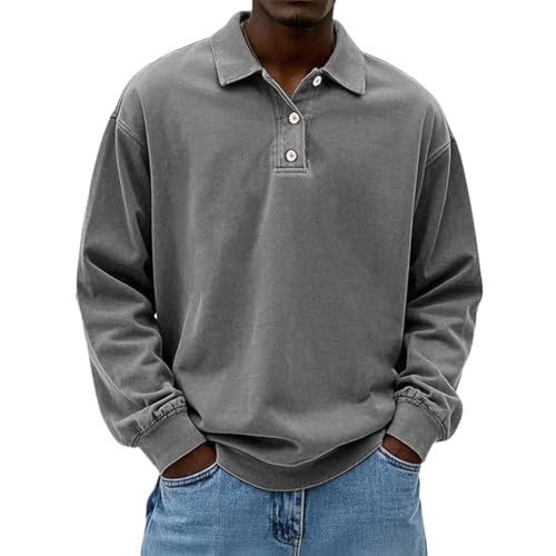 Generisch Poloshirt Herren Langarm Kontrastfarbe leichtes Langarmshirt mit Tasche Polo Klassisches Polohemd Herbst Winter,Langarm Unterhemd Herren,Herbst und Winter von Generisch