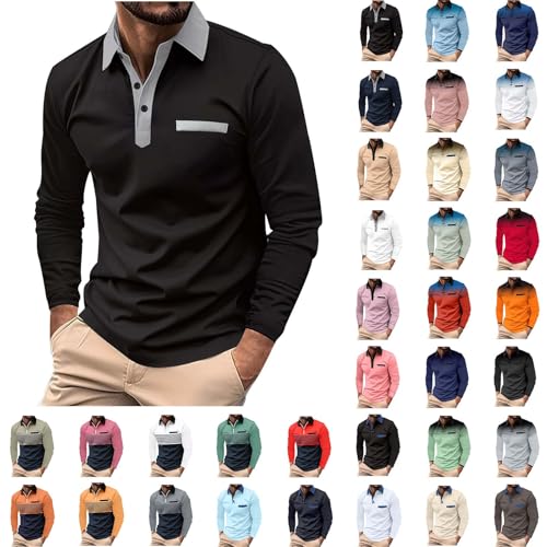 Generisch Poloshirt Herren Langarm Shirt Basic Langarmshirt mit Knopfleiste Golf Longsleeve Polohemd Slim Fit Tshirt Stehkragen T-Shirt Leichte Polo Shirt Baumwolle Longshirt Sale Herren Schwarz L Generisch Poloshirt Herren Langarm Shirt Basic Langarmshirt mit Knopfleiste Golf Longsleeve Polohemd Slim Fit Tshirt Stehkragen T-Shirt Leichte Polo Shirt Baumwolle Longshirt Sale Herren Schwarz L von Generisch