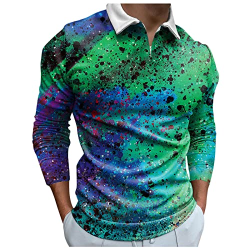 Generisch Poloshirt Herren Langarm Slim Fit Basic Golf Polo Poloshirt mit Farbkontrast Modisch und Vielseitig mit Taschen Poloshirt Herren Business Poloshirt Weiß Herren XXL von Generisch