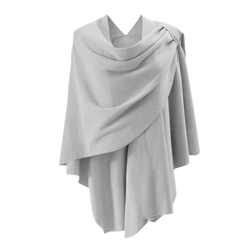 Generisch Poncho Damen, Umhängetuch Cape, Open Front Winterstrickjacke Cardigan, übergroße Umhänge Decke Cape mit Fransensaum für Herbst Winter von Generisch
