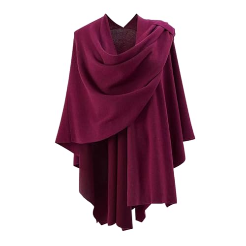 Generisch Poncho Damen, Umhängetuch Cape, Open Front Winterstrickjacke Cardigan, übergroße Umhänge Decke Cape mit Fransensaum für Herbst Winter von Generisch