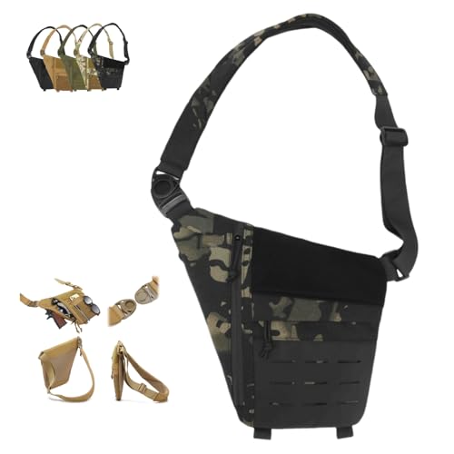 Generisch Powios Crossbody Bag, 2025 New Multifunctional Outdoor Tactical Shoulder Crossbody Chest Bag, for Sport Casual(Black Camouflage) von Generisch