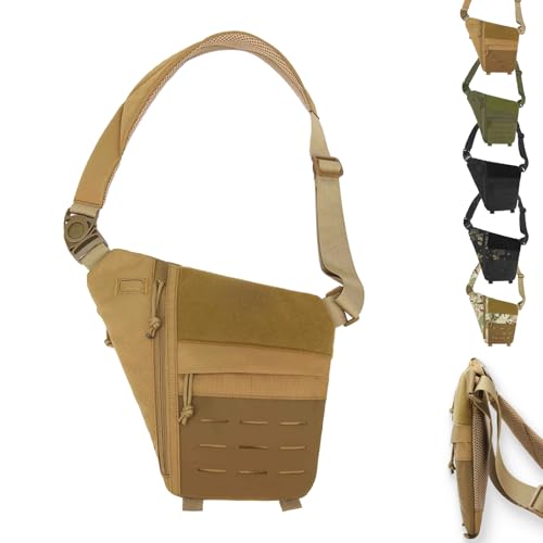 Generisch Powios Crossbody Bag, 2025 New Outdoor Shoulder Crossbody Chest Bag, Waterproof, for Hiking Cycling Camping (Khaki,one size) von Generisch