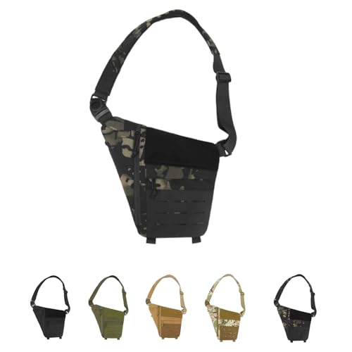 Generisch Powios Umhängetasche, geräumige, wasserdichte Outdoor-Umhängetasche für Wandern, Radfahren und Reisen (Black Camouflage) von Generisch