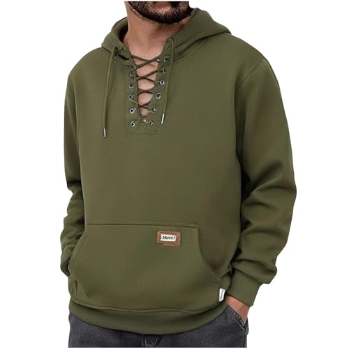 Generisch Prime to Day Angebote 2024 Pullover Herren Langarm Kordelzug Hoodie Einfarbig Kapuzenpullover Locker Freizeit Fleecepullover Langarmshirt Pulli mit Taschen Outdoor Longsleeve von Generisch