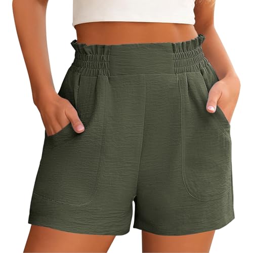 Generisch Primedays Kurze Hose Damen Sommer Shorts Lässige Für Frauen, Bequeme Mit Elastischer Taille, Leichte Für Den Strand, Weites Bein Mit Urlaubsoutfits Schwarz Knielang von Generisch