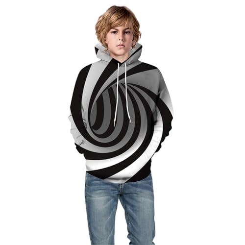 Generisch Print 3D Hoodie Junge Teen Tops Sweatshirts Pullover mit Taschen Tops 2 22 (White, 11-12 Years) von Generisch