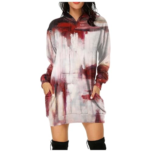 Generisch Problem Gelöst Halloween Hoodie Damen Oversize Kapuzenpullover Bedruckt Blood Langarm Kapuzenpulli Blut Verletzung Casual Pullover mit Taschen Blutspritzer Muster Oberteil von Generisch