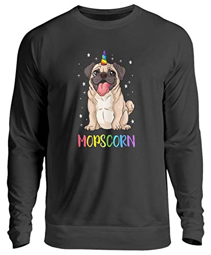 Generisch Pugicorn Einhorn Mops Hundemama Hund Mopsbesitzer Sweatshirt Mops - Unisex Pullover -XXL-Jet Schwarz von Generisch