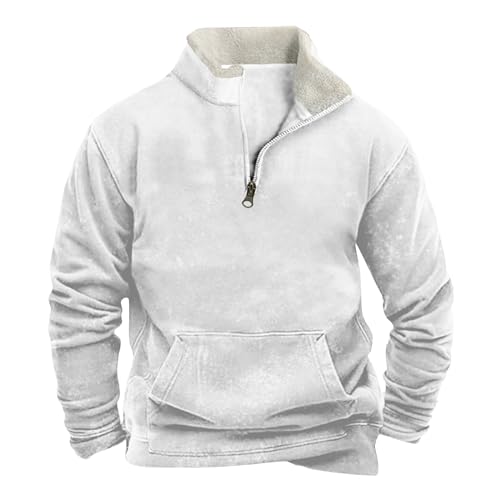 Generisch Pulli, Cord Herren Winterpullover Warm Henley Sweatshirt Ohne Kapuze Männer Sweater Winter Arbeitspullover Security Tshirt Pulis Pullis Swetschert Männerkleidung Sweatshirts (L, Weiß) von Generisch