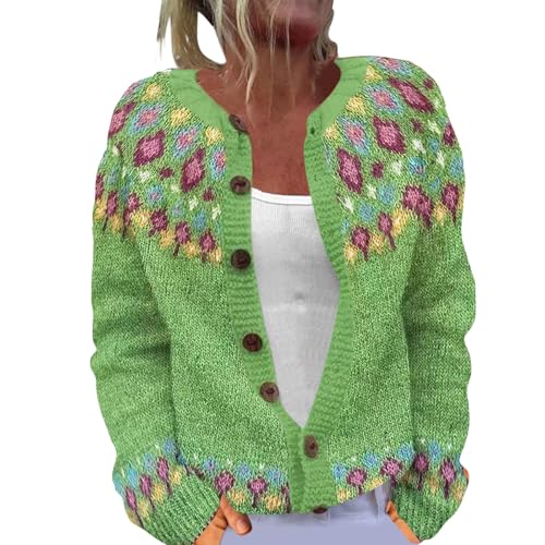 Generisch Pulli Damen, Strickjacke Weiß, Pullover Strickjacken Elegante Winter Warm Herbst Jacke Strick Übergangsjacke Leichte Sweater Norweger Strickpullover von Generisch